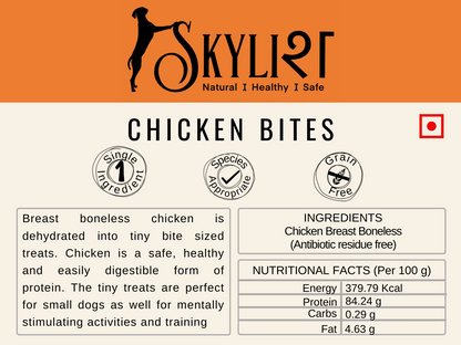 Chicken Bites | Dehydrated & Boneless Treats for Dogs | Nutrient-Rich Food | Single Ingredient & Protein | Species Appropriate | Gluten & Preservatives Free