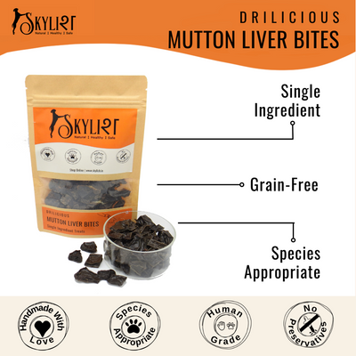 Mutton Liver Bites, Single Ingredient, Single Protein, Species Appropriate, Gluten Free, No Preservatives
