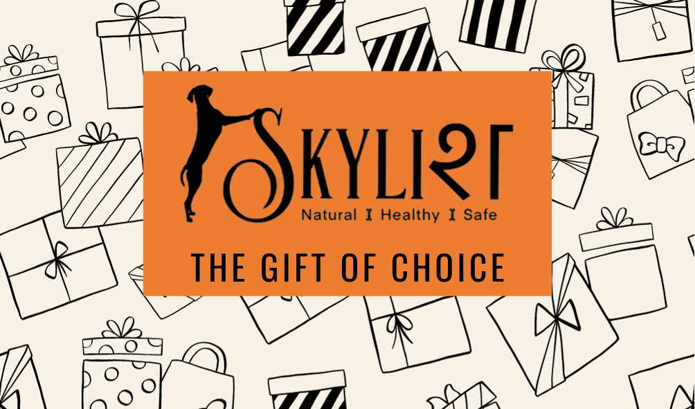 Skylish Gift cards can be bought in denominations of Rs. 500, Rs. 1000 and Rs. 2000. This amount can be redeemed to buy all natural and healthy dog treats and cakes at checkout on www.skylish.in