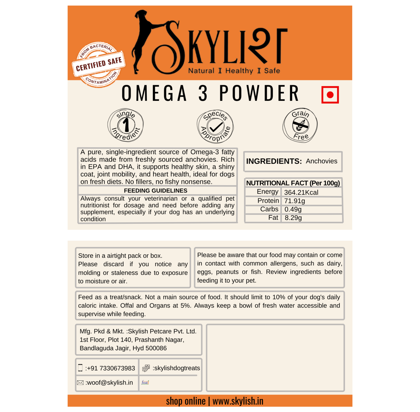 Omega 3 (Anchovies/Sardines)