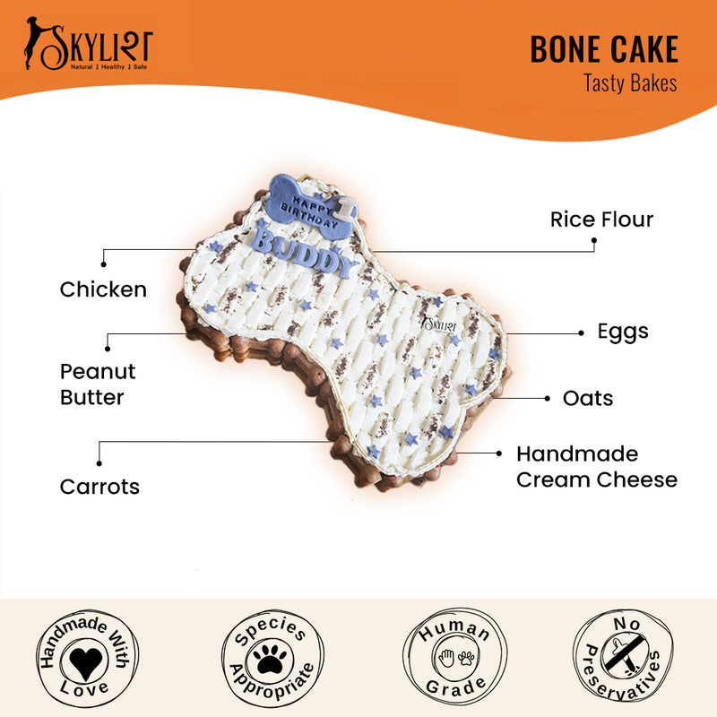 Skylish Bone-Shaped Cake for Dogs | Gluten-Free | No Sugar, Oil or Butter | No Raising Agents