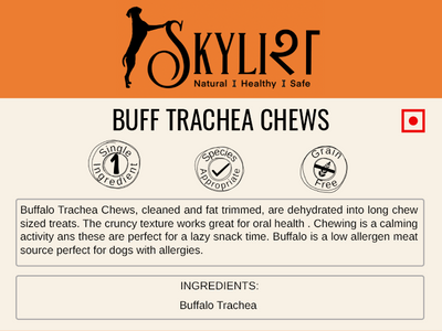 Buff Trachea Chews, Single Ingredient, Single Protein, Species Appropriate, Gluten Free, No Preservatives