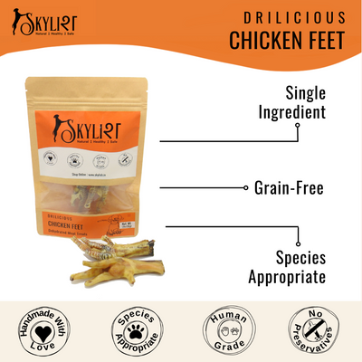 Skylish Chicken Feet for Dogs, Nutrient-Rich Food, Single Ingredient & Protein , Species Appropriate, Gluten & Preservatives Free