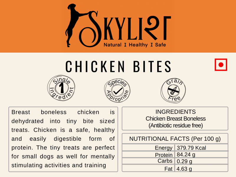 Skylish Dehydrated Boneless Chicken Bites for Dogs | Nutrient-Rich Food | Single Ingredient & Protein | Species Appropriate | Gluten & Preservatives Free