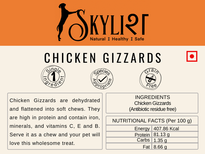 Skylish Chicken Gizzards Single Ingredient, Single Protein, Species Appropriate, Gluten Free, No Preservatives
