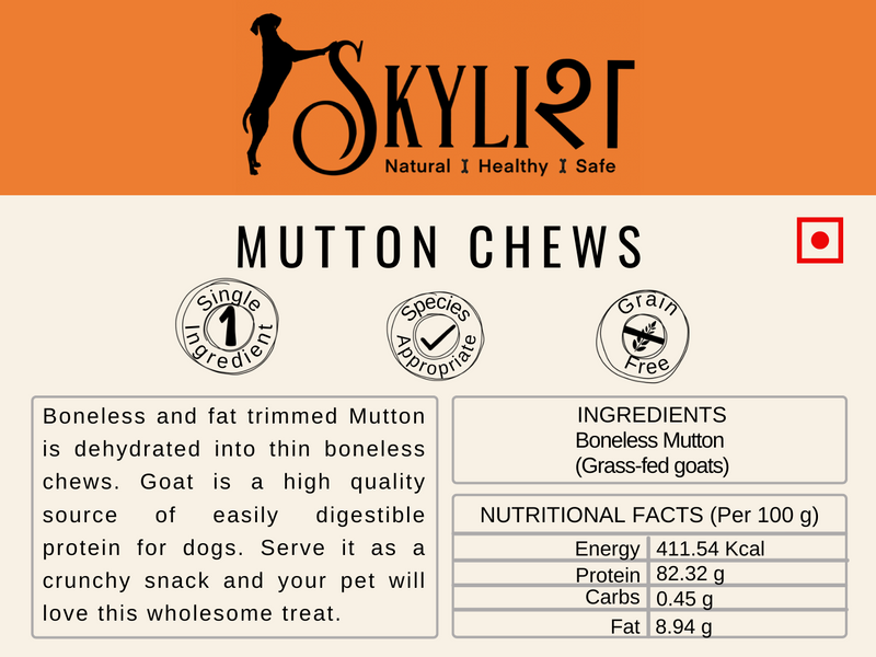 Mutton Chews, Single Ingredient, Single Protein, Species Appropriate, Gluten Free, No Preservatives