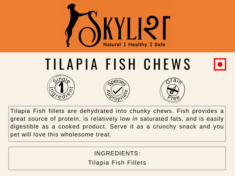 Tilapia Fish Chews, Single Ingredient, Single Protein, Species Appropriate, Gluten Free, No Preservatives